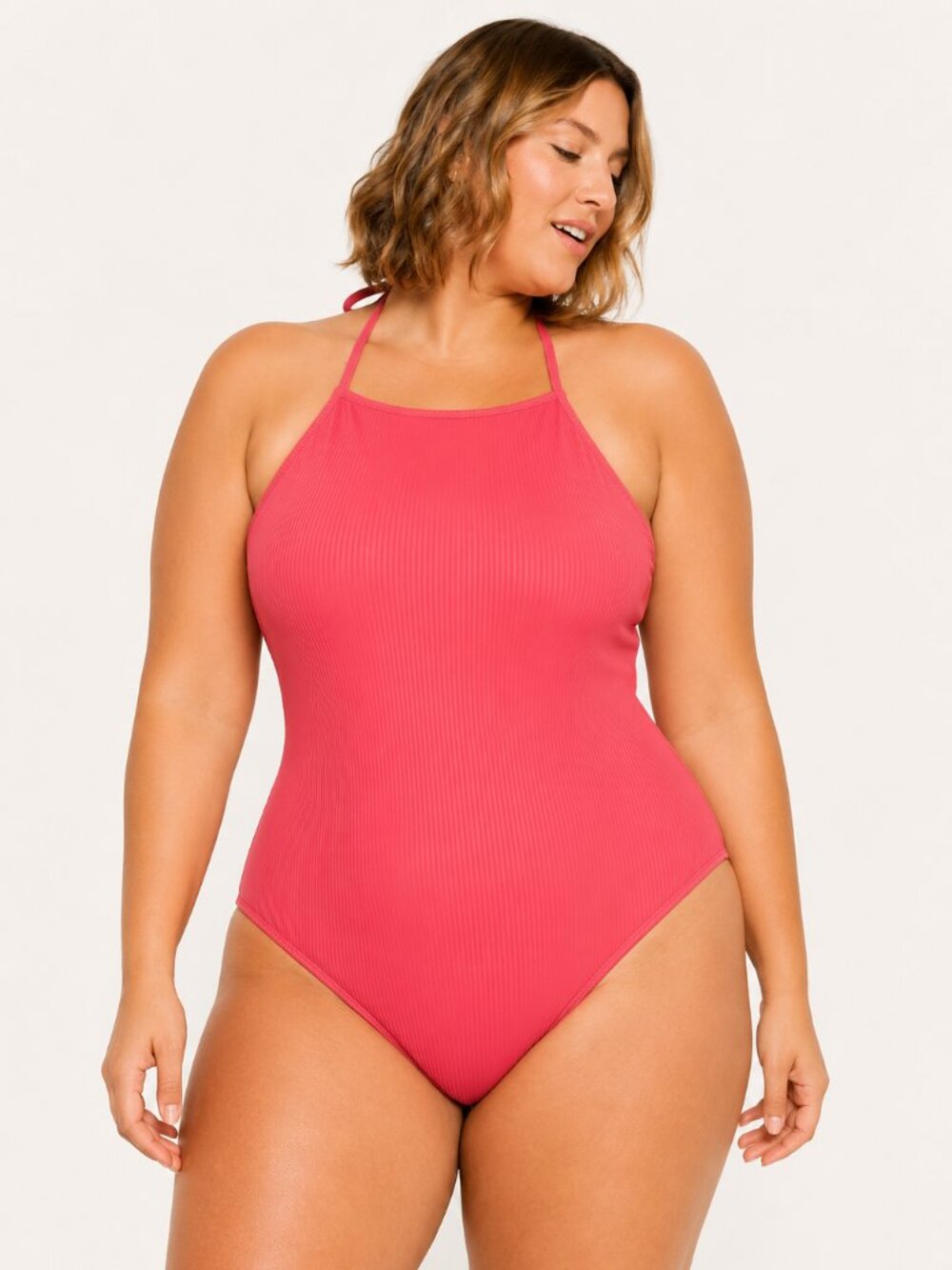 Old Navy Rib Knit Halter One Piece Swimsuit Hot Pink 4X NWT
